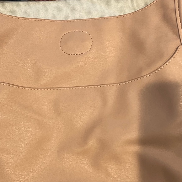 AH•DORNED Classic Vegan Leather Messenger Bag Pale Pink w/Striped Strap - Picture 3 of 10